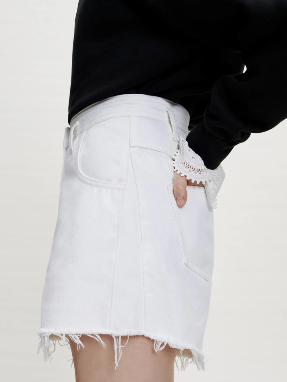 Maje White Denim Raw Hem Shorts FR 42 US 10